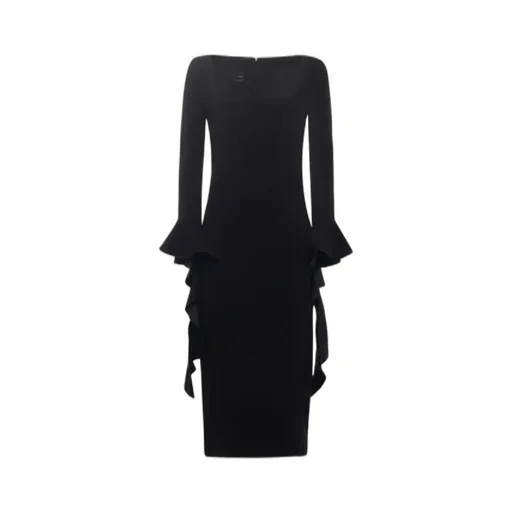 Pinko Formina Square-Neck Ruffled Midi Dress