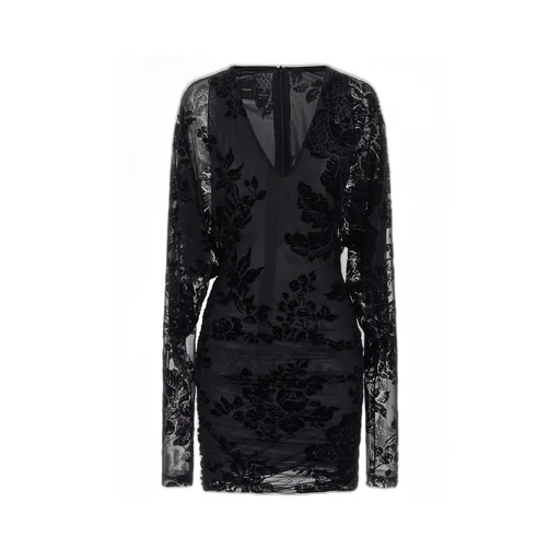 Pinko Roulette Lace Detailed Long-Sleeve Dress