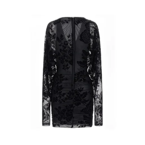 Pinko Roulette Lace Detailed Long-Sleeve Dress