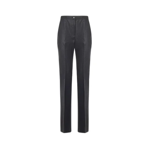 Pinko Shiny-Effect Straight-Leg Pinstriped Trousers