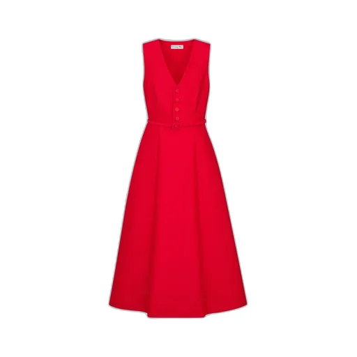 Mid-Length Flared Dress With Belt