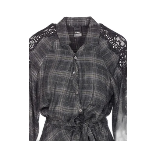Pinko Lace Detailed Midi Check Dress