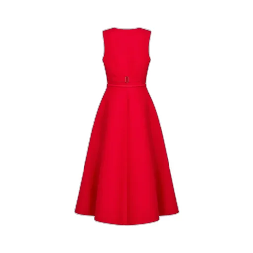 Mid-Length Flared Dress With Belt