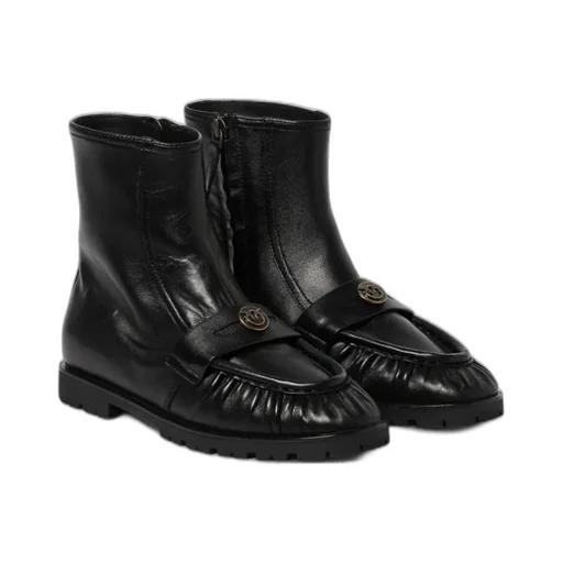 Pinko Love Birds Logo Plaque Booties