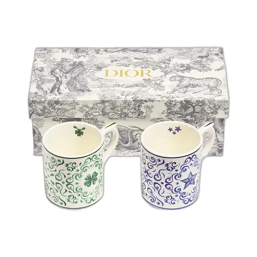 Set Of Two Mugs, Clover And Star