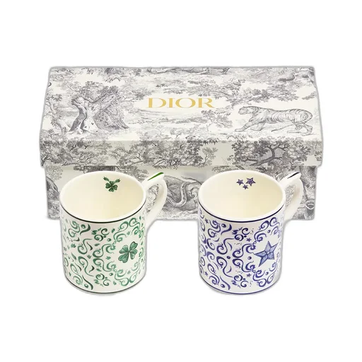 Set Of Two Mugs, Clover And Star