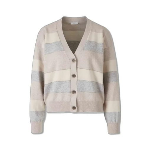 Peserico Striped Rhinestone Cardigan