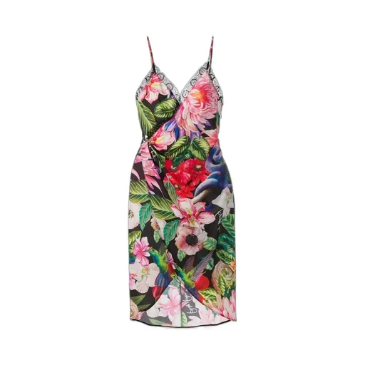 Philipp Plein Floral Printed V-Neck Wrap Dress