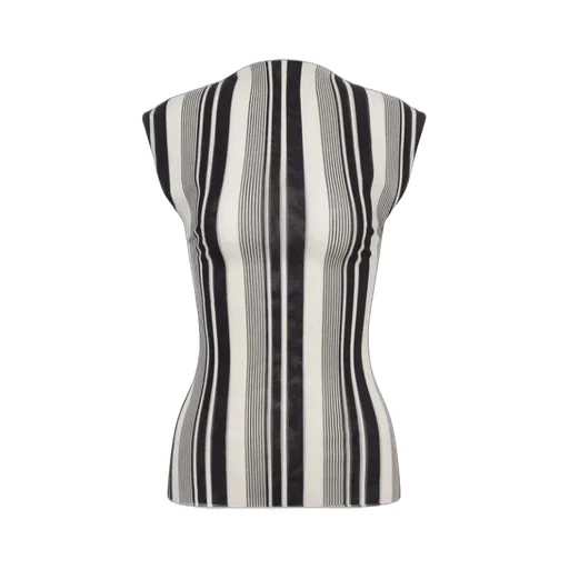 Philosophy Di Lorenzo Serafini Stripe Print Stretch Tulle Top