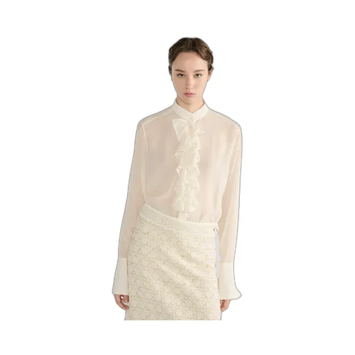 Blouse With Ruffled Neckline