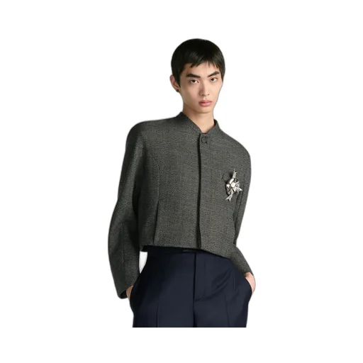 Cropped Jacket With Bomber Collar