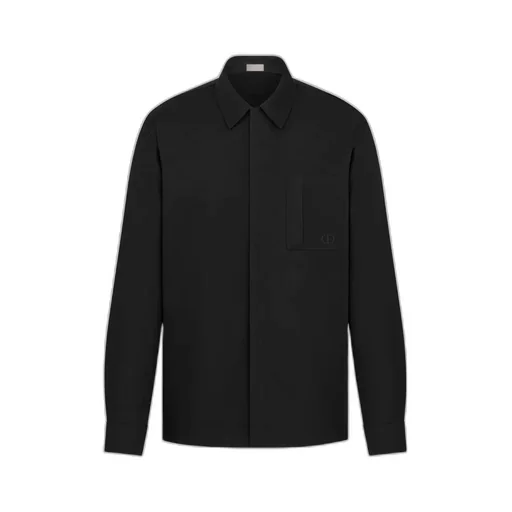 Zipped Shirt With Cd Icon Embroidery