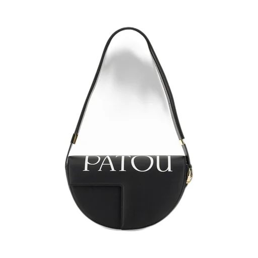 Patou Logo Print Fold-Over Top Shoulder Bag