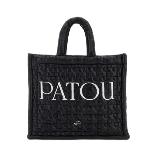 Patou Logo-Embroidered Quilted Top Handle Bag