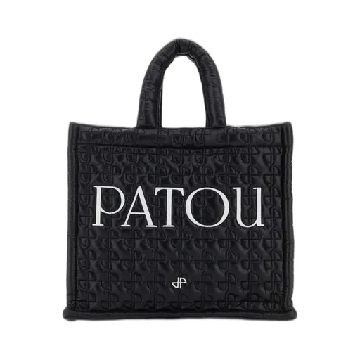 Patou Logo-Embroidered Quilted Top Handle Bag