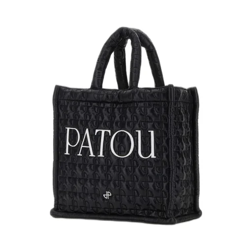 Patou Logo-Embroidered Quilted Top Handle Bag