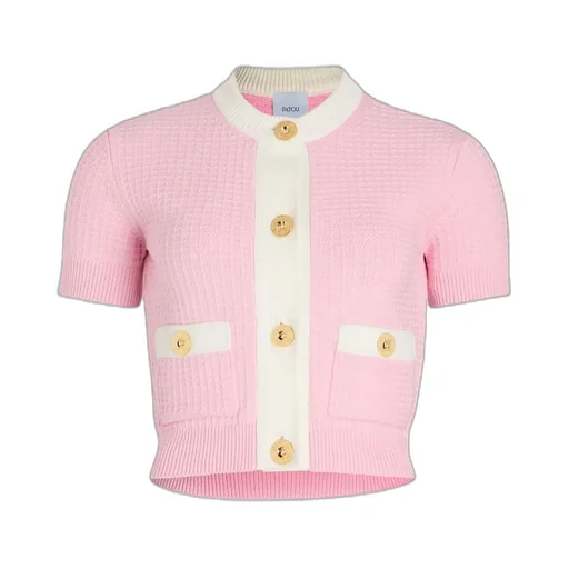 Patou Button-Front Short Sleeve Top