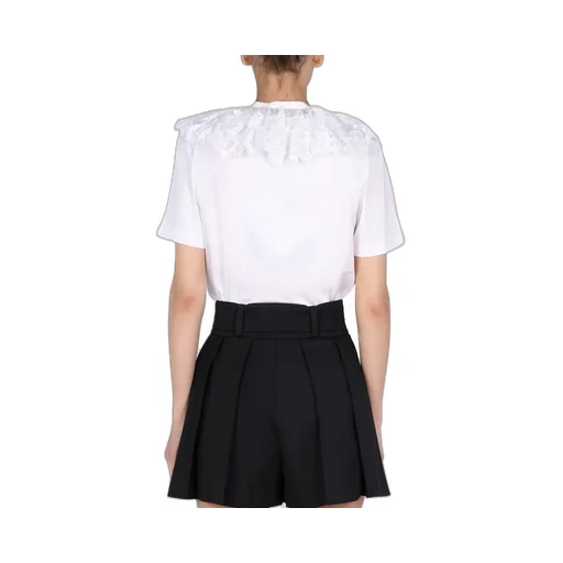 Patou Laced Detail Tie-Neck Top
