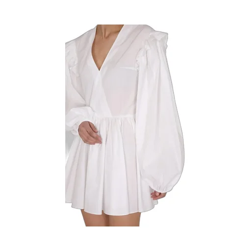 Patou Ballon Sleeved V-Neck Mini Dress