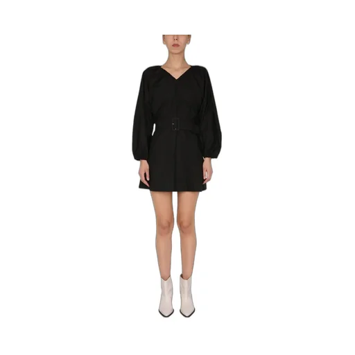Patou Balloon Sleeved V-Neck Mini Dress