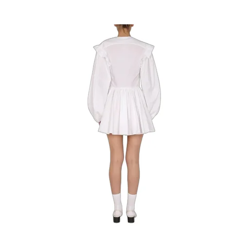 Patou Ballon Sleeved V-Neck Mini Dress