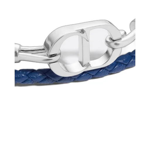Cd Icon Braided Leather Double Bracelet