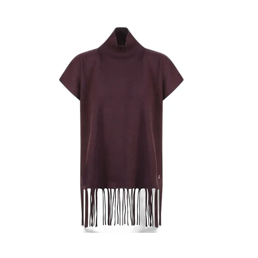 Patrizia Pepe Fringe Turtleneck Poncho
