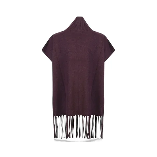 Patrizia Pepe Fringe Turtleneck Poncho