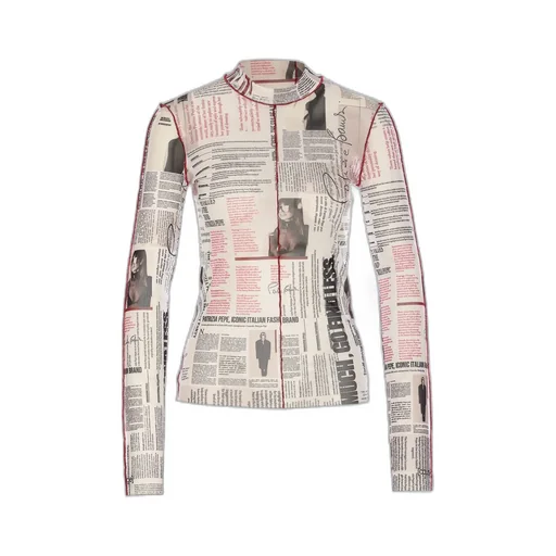 Patrizia Pepe Newspaper Print Long Sleeve Top