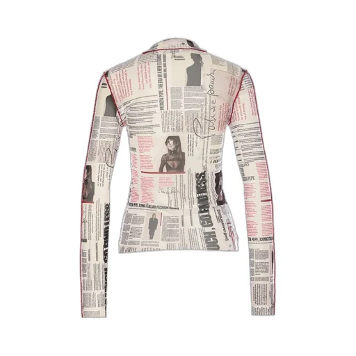 Patrizia Pepe Newspaper Print Long Sleeve Top