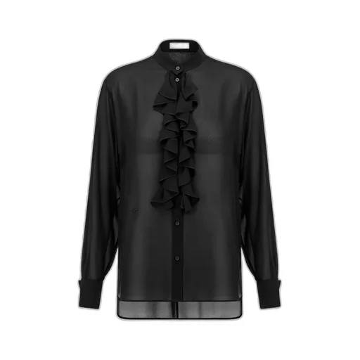 Blouse With Ruffled Neckline