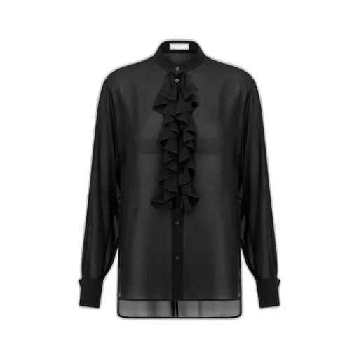 Blouse With Ruffled Neckline