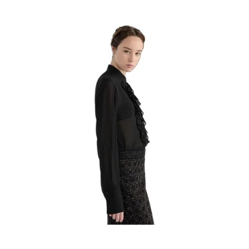 Blouse With Ruffled Neckline
