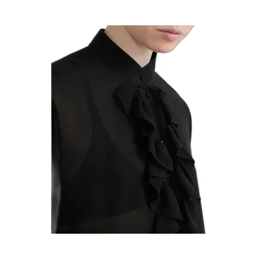 Blouse With Ruffled Neckline