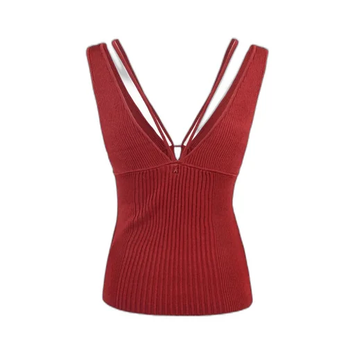 Patrizia Pepe V-Neck Ribbed Sleeveless Top