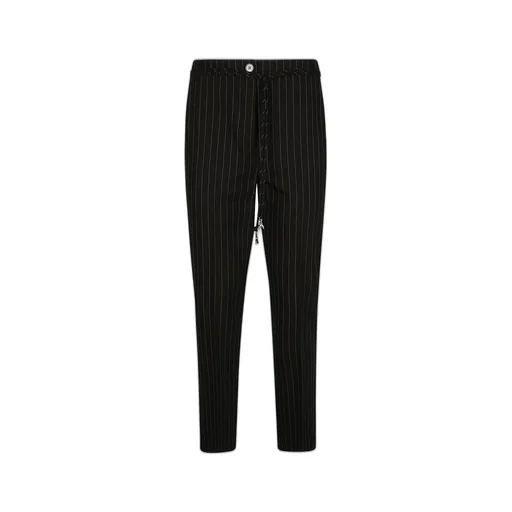Patrizia Pepe High-Waist Ruched Pinstriped Trousers