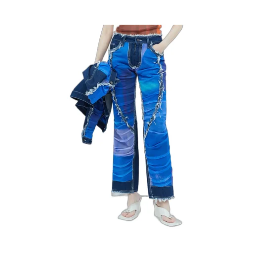 Paula Canovas Del Vas Mesh Design Denim Jeans