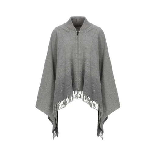 Peserico Sequined Fringed Poncho