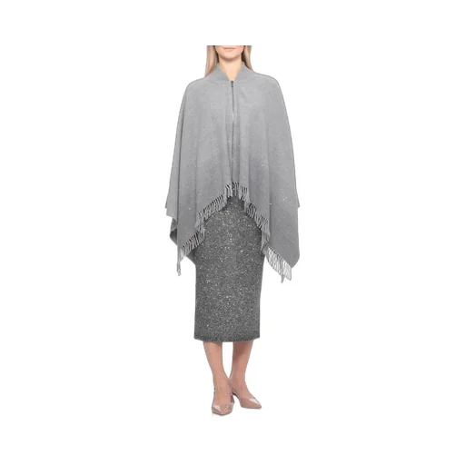 Peserico Sequined Fringed Poncho