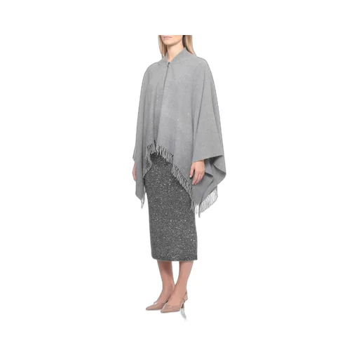 Peserico Sequined Fringed Poncho