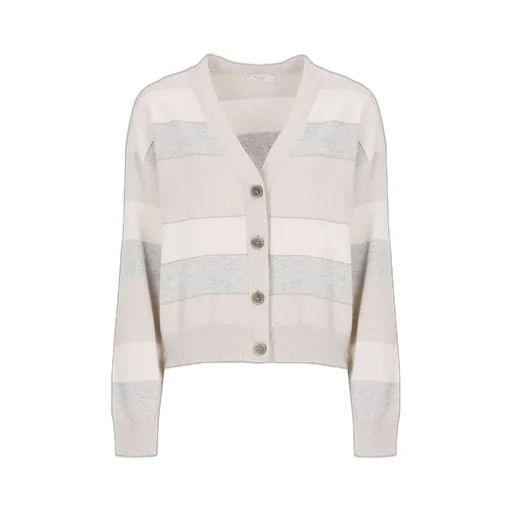 Peserico Striped Button-Front Cardigan