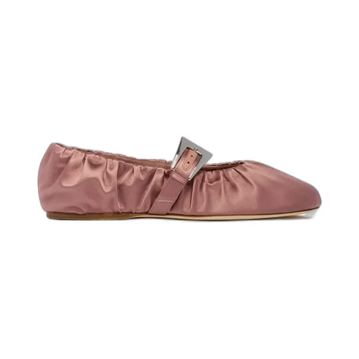 Paris Texas Sveva Plisse Buckle Ballet Flats