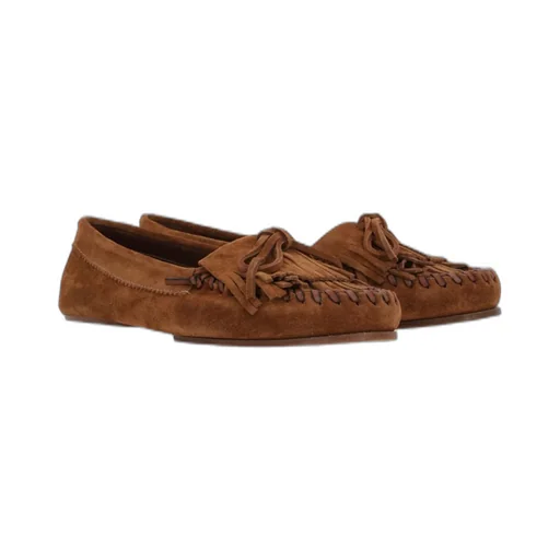 Paris Texas Finge Detailed Flat Shoes