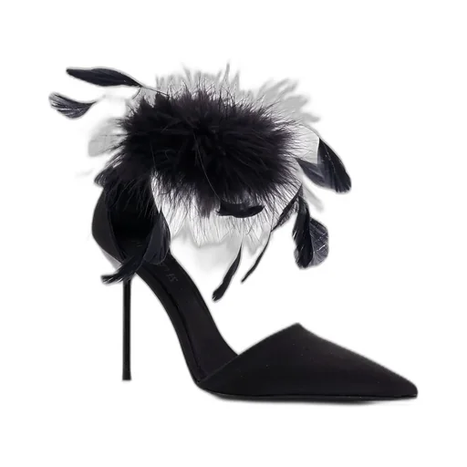 Paris Texas Lidia Feather Ankle Strap Pumps