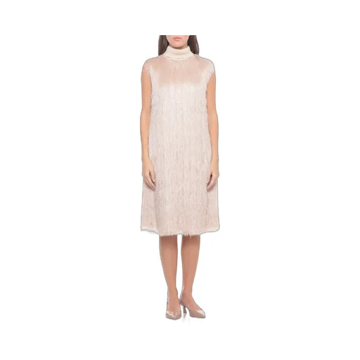 Peserico Aurea Fringed Sleeveless Dress