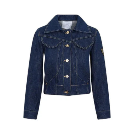Patou Long Sleeved Buttoned Cropped Denim Jacket