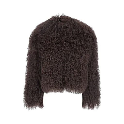 Plain Cropped Shearling Jacket
