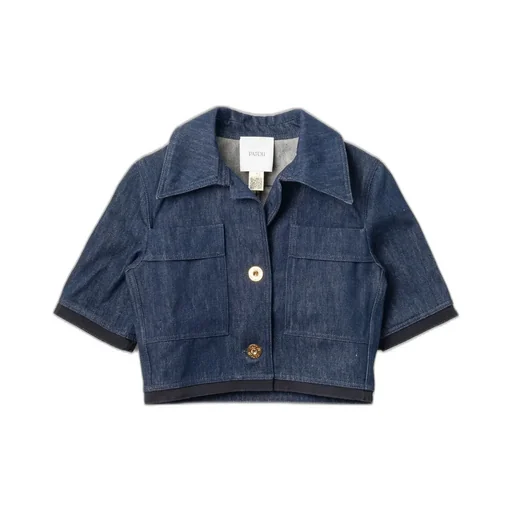 Patou Collared Short-Sleeve Cropped Shirt