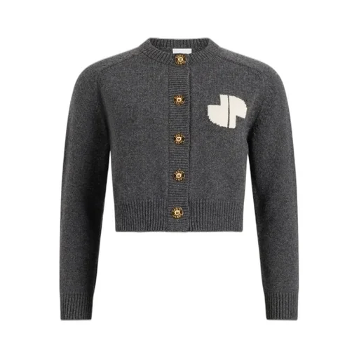 Patou Cropped Button-Up Knit Cardigan