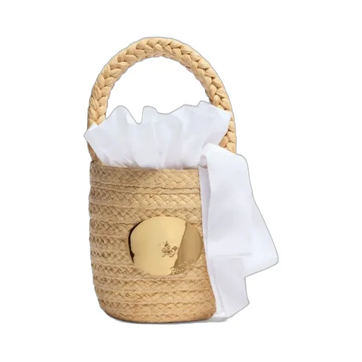 Patou Iconic Logo-Engraved Woven Bucket Bag